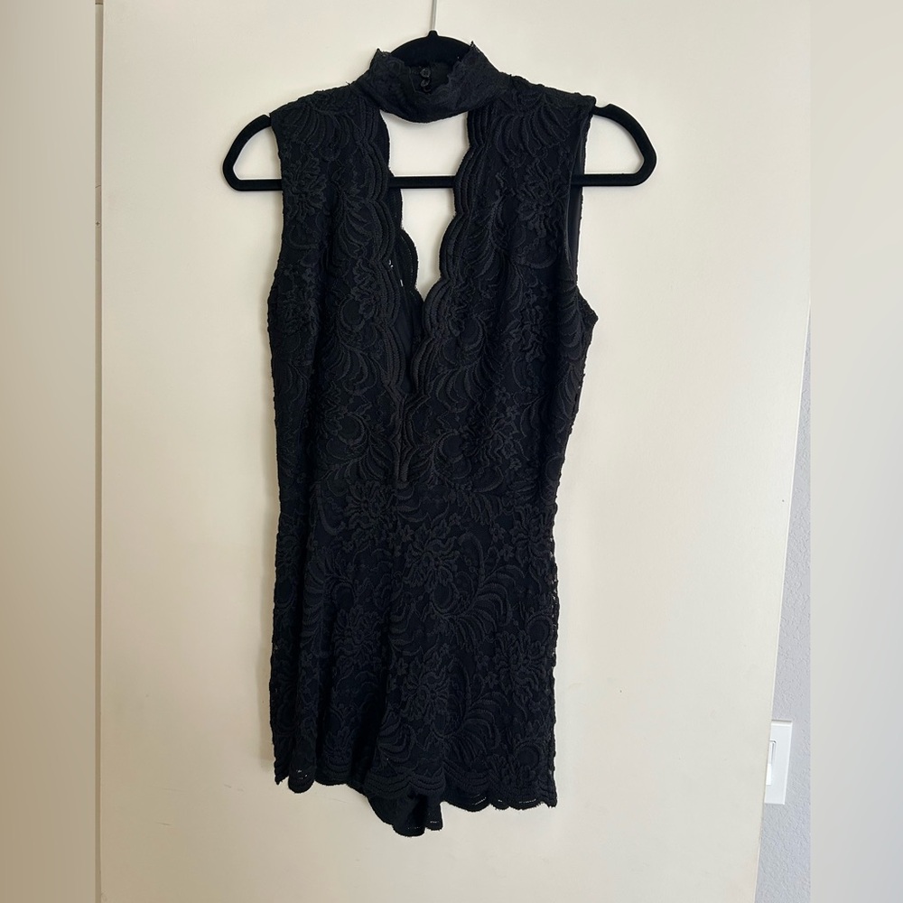 Bebe black lace romper